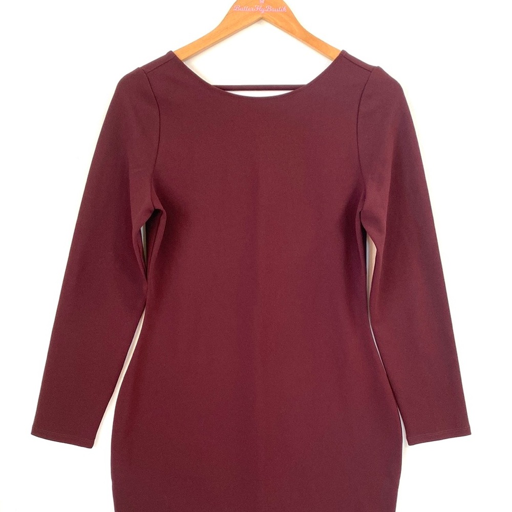 (A9)‎ NEW Express Open slit drop back Long-sleeve midi dress, Size Medium, NWOT